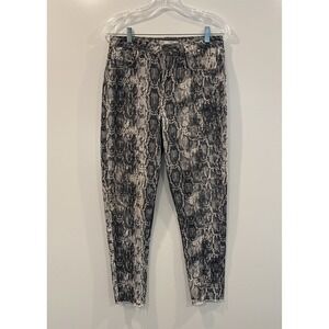 Zara 1975 Denim Snakeskin Print High Waisted Skinny Jeans Grey Black Size 6